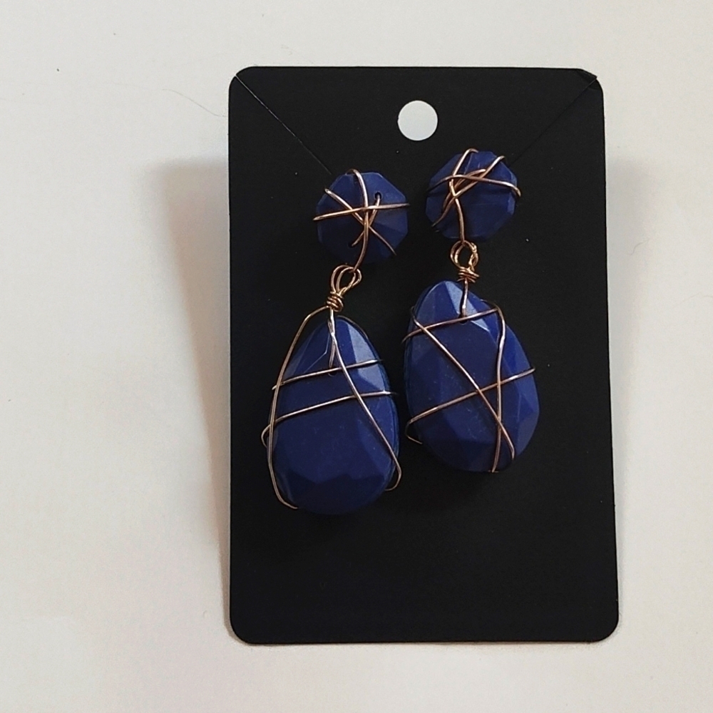 Vintage Cobalt blue drop dangle earrings